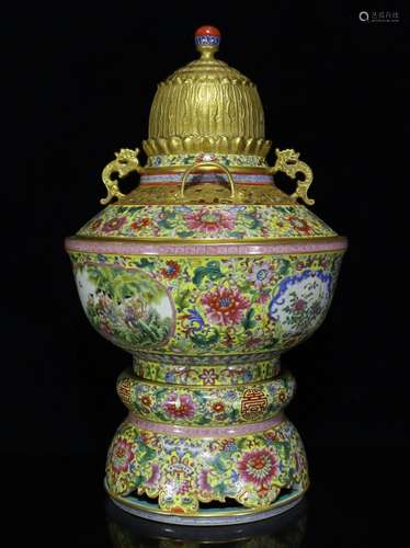 Pastel gold YingXiWen smoked furnace, 51 x 31.5, 13000