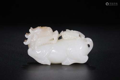 hetian jade, kirin send book furnishing articlesSize 3.8 cm ...