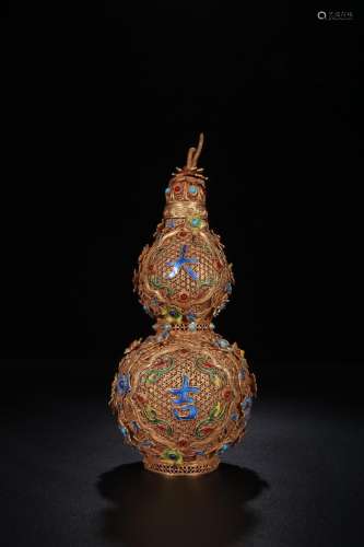 silver and gold filaments, gourd bottleSize 23.5 cm high abd...