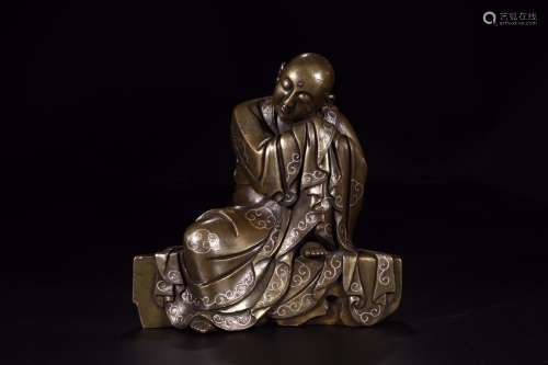 : copper silver-inlaid meditation caveSize: 20 cm high 11.5 ...