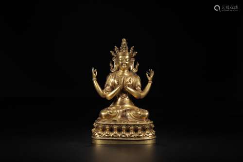 , copper four arm guanyin caveSize: 13 * 22 cm weighs 2120 g...