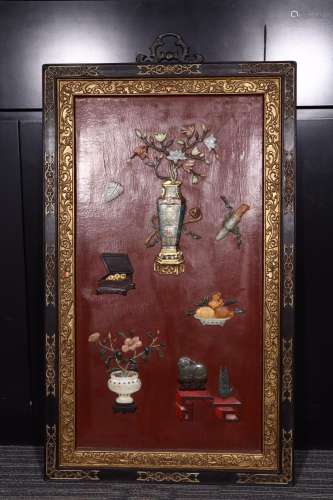 :lacquer red treasure antique wall hangingSize: 100 cm high ...