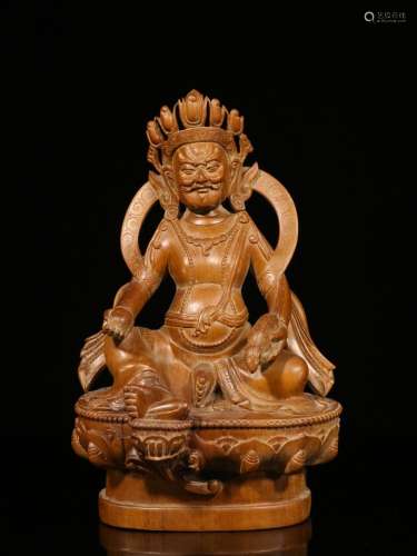 .Boxwood hand-carved yellow mammon cave furnishing articlesS...