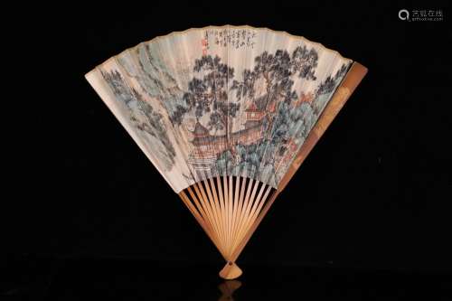 Famous YanBoLong painting of flowers and folding fan.YunLin ...