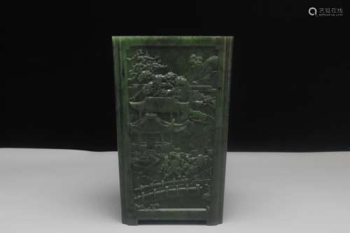 Hetian jade pen containerWeight 2176 grams,Size: 12.5 cm lon...