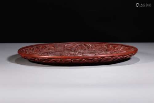 Carved lacquerware, flowers and birdsSize: 3 diameter 35.5 b...