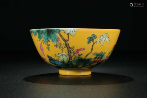 Pastel flowers poetry bowl, "" yellowSize: 7 diame...