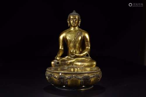 : copper and gold medicine guru Buddha's statueSize: the...