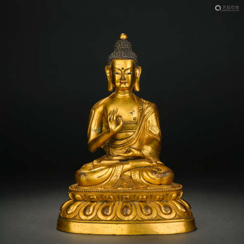 清 銅鎏金釋迦牟尼佛造像