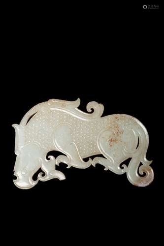 MING DYNASTY OR EARLIERWHITE JADE RHINOCEROS SHAPED JADE PEN...