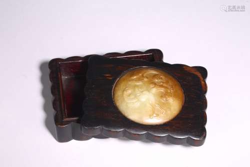 QIN DYNASTY, ROSEWOOD INLAID WITH JADE, BOX