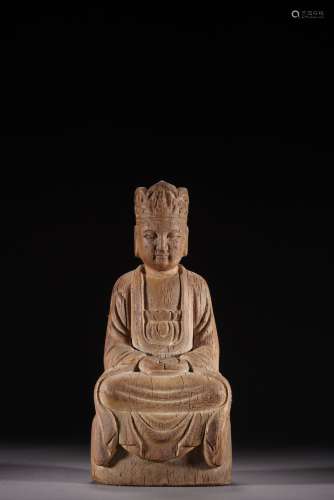 HIGH ANCIENT WOODEN BUDDHA