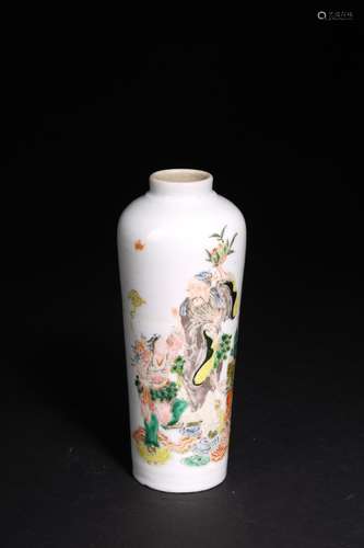 A FAMILLE ROSE 'SHOULAO' CYLINDRICAL VASE