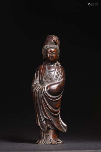 QIN DYNASTY, AVALOKITESVARA CARVED ON PURPLE PEG