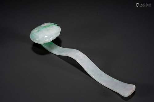 A RARE JADEITE CARVED RUYI SCEPTER