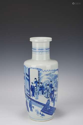 QIN DYNASTY, BLUE AND WHITE CHARACTER STORY, VASE