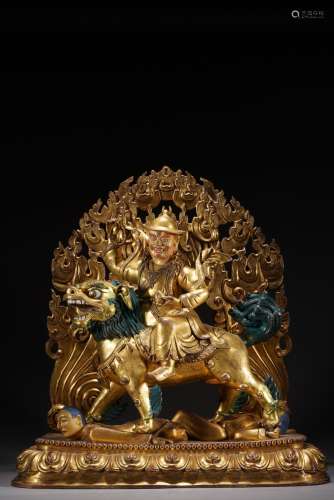 GILT BRONZE, SEATED AUSPICIOUS GODDESS