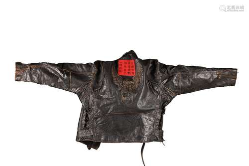 A LEATHER FLIGHT JACKET WITH BLOOD CHIT