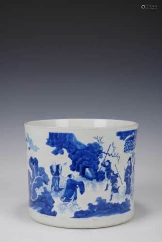 QIN DYNASTY, BLUE AND WHITE CHARACTER STORY, PEN HOLDER
