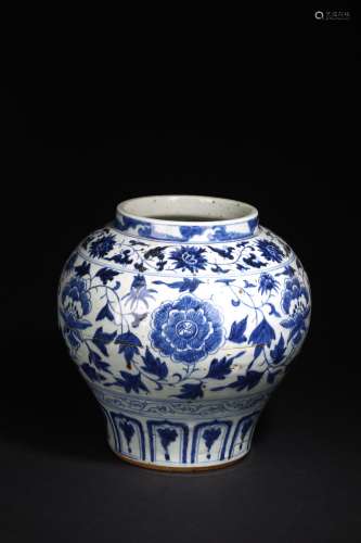 MING, BLUE AND WHITE JAR