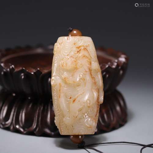 Hetian jade, seed makings dragon son, size: 5.5 * * * * 3.2 ...