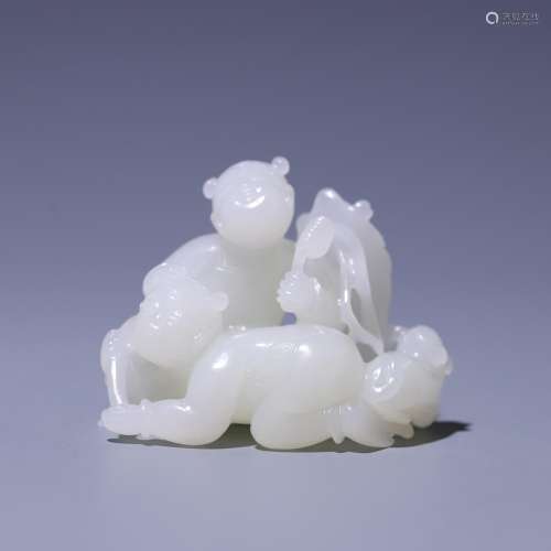 Hetian jade the boy play beast, size: 6.5 * * * * 3.8 4.9 cm...