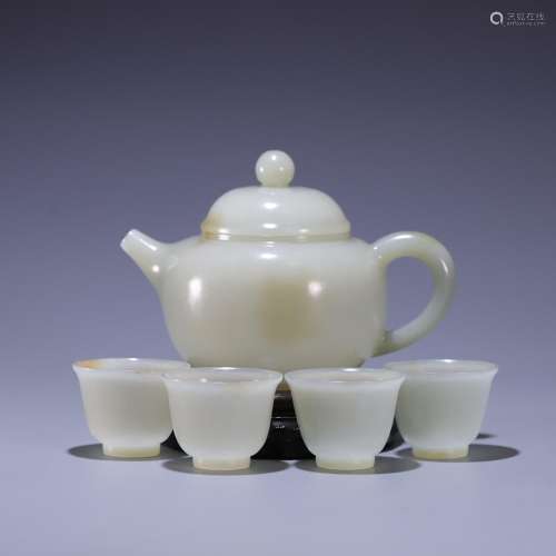 , hetian jade a pot of four cups a, size: 13 * * * * 8.6 8.8...