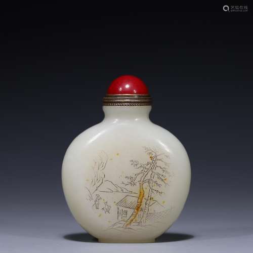 , hetian jade snuff bottle is 6.3 cm wide and 4.9 centimeter...