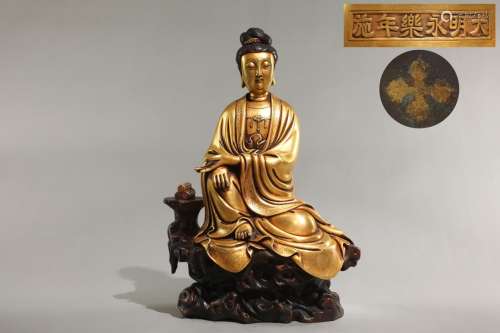 Precision casting copper foetus guanyin cave of gold element...