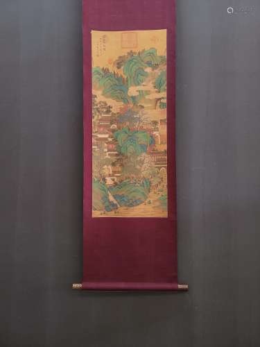 Kuo hsi silk scroll yunshan travelled figure painting heart ...