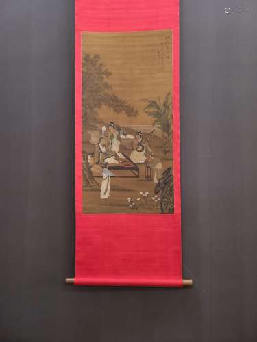 Chang hsuean silk scroll xi to admire the ancient figure pai...