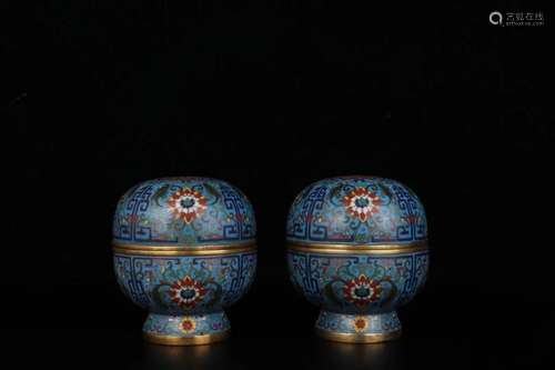 cloisonne "group long-lived flower grain cover box"...