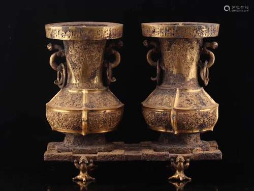 copper and gold double ears of a coupleSize: the base 6.8 cm...