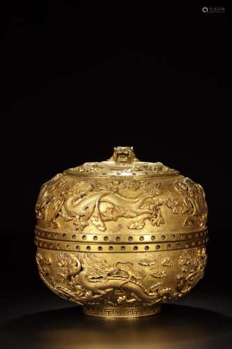 : " year" copper and gold YunLongWen big boxSize: ...