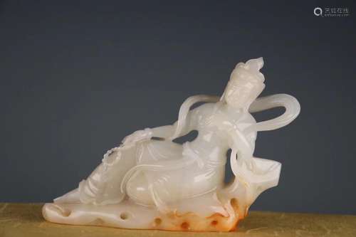 Hetian jade guanyin furnishing articles in lateTake material...