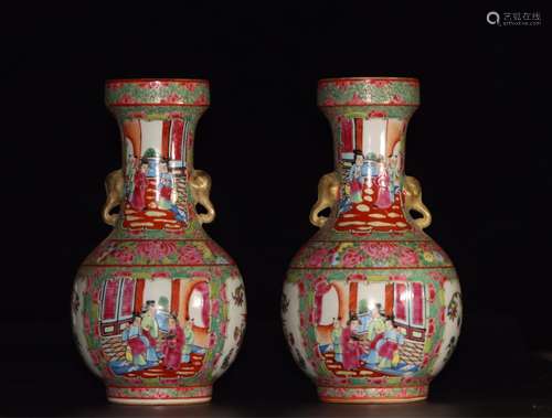 Foreign excge earning period Canton enamel as a pair of bott...