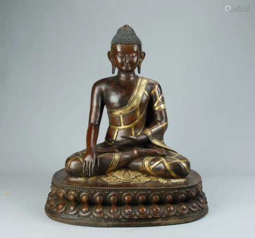 local gold copper shakyamuni BuddhaSize: height: 49.5 cm, bo...
