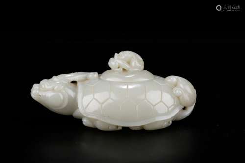 Water jar, hotan yu-long bai tortoisesSize: 15 * 8 x 7 cm we...