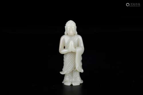, hotan white jade Buddha stands resembleSize: 4 x 3 x 10.5 ...