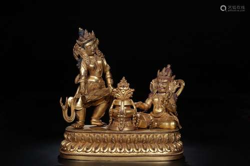 , copper big dark tara double Buddha statues23 cm tall, 22 c...