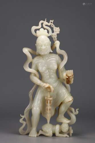 : hetian jade HuiJi kong stands resemble12.5 cm long, 6 cm w...