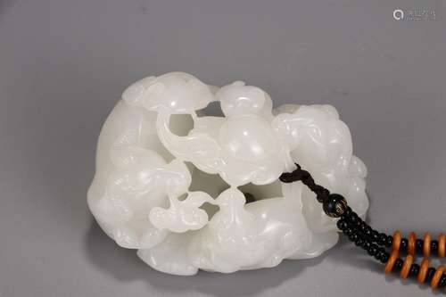 : hetian jade three Yang kaitai, furnishing articles9 cm lon...