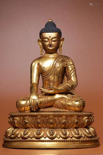 Like gold, copper Buddha had, back with .39 cm high, 29.3 cm...