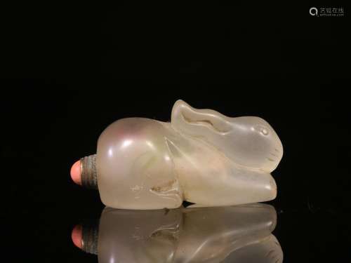 .Coloured glaze system rabbit shape snuff bottlesSize: 3 cm ...