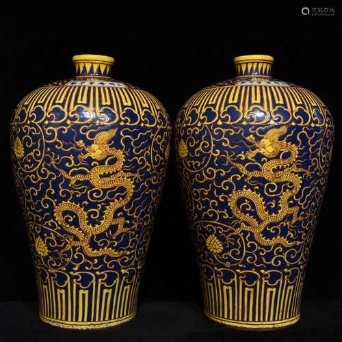 43.5 x16 wanli blue rehmannia dragon grain mei bottle