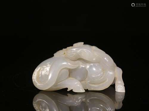 Hetian jade carved seal hou immediately hand pieceSize: 4 cm...