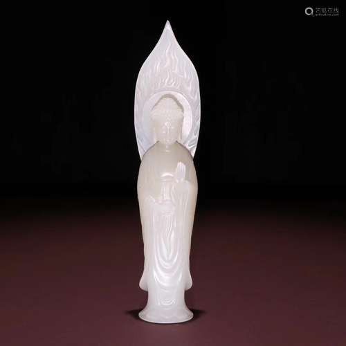 Hetian jade Buddha stands resemble.Specification: high 13.3 ...