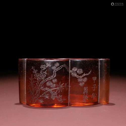 Old colored glaze "shochiku mei" ink bedSpecificat...