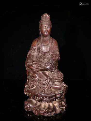 Night aloes carved guanyin cave.Specification: high 28 cm wi...