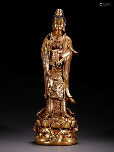 , copper carved net bottles of guanyin statuesSpecification:...